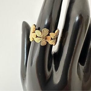 18K Gold Plated Flower Geometric Open Rings